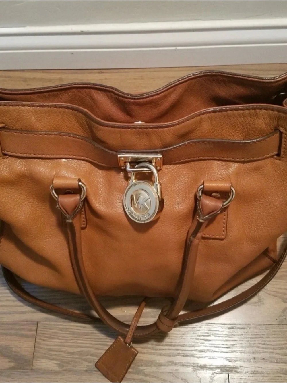 Michael Kors Hamilton Handbag Tote Shopper MK Saffiano Leather Large Brown Purse